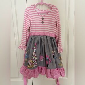 Girls Eleanor rose pink white stripe nutcracker ballet Christmas dress 5/6